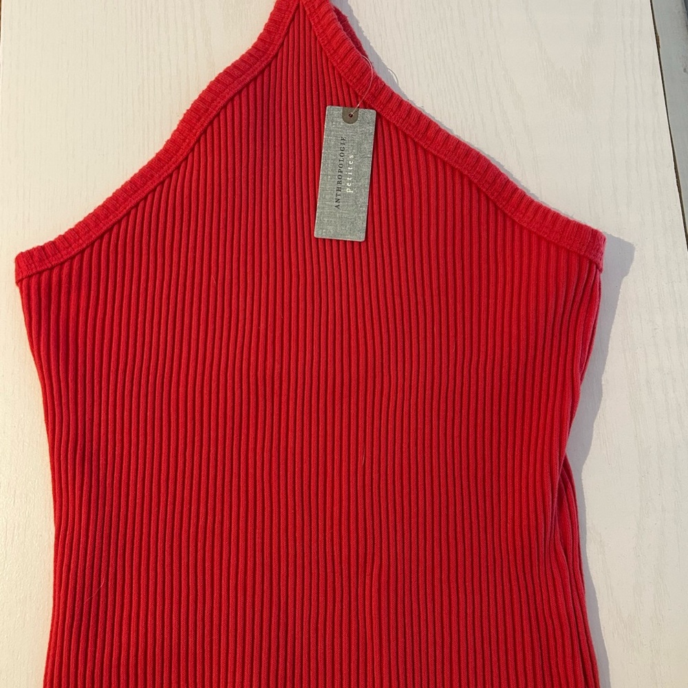 Anthropologie red, cream, and lavender Ribbed Halter Tanks (3)